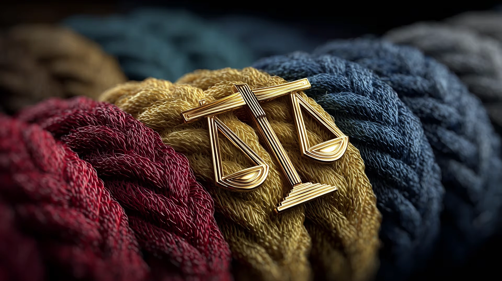 Blue Gold Red Cord with the symbol of justice