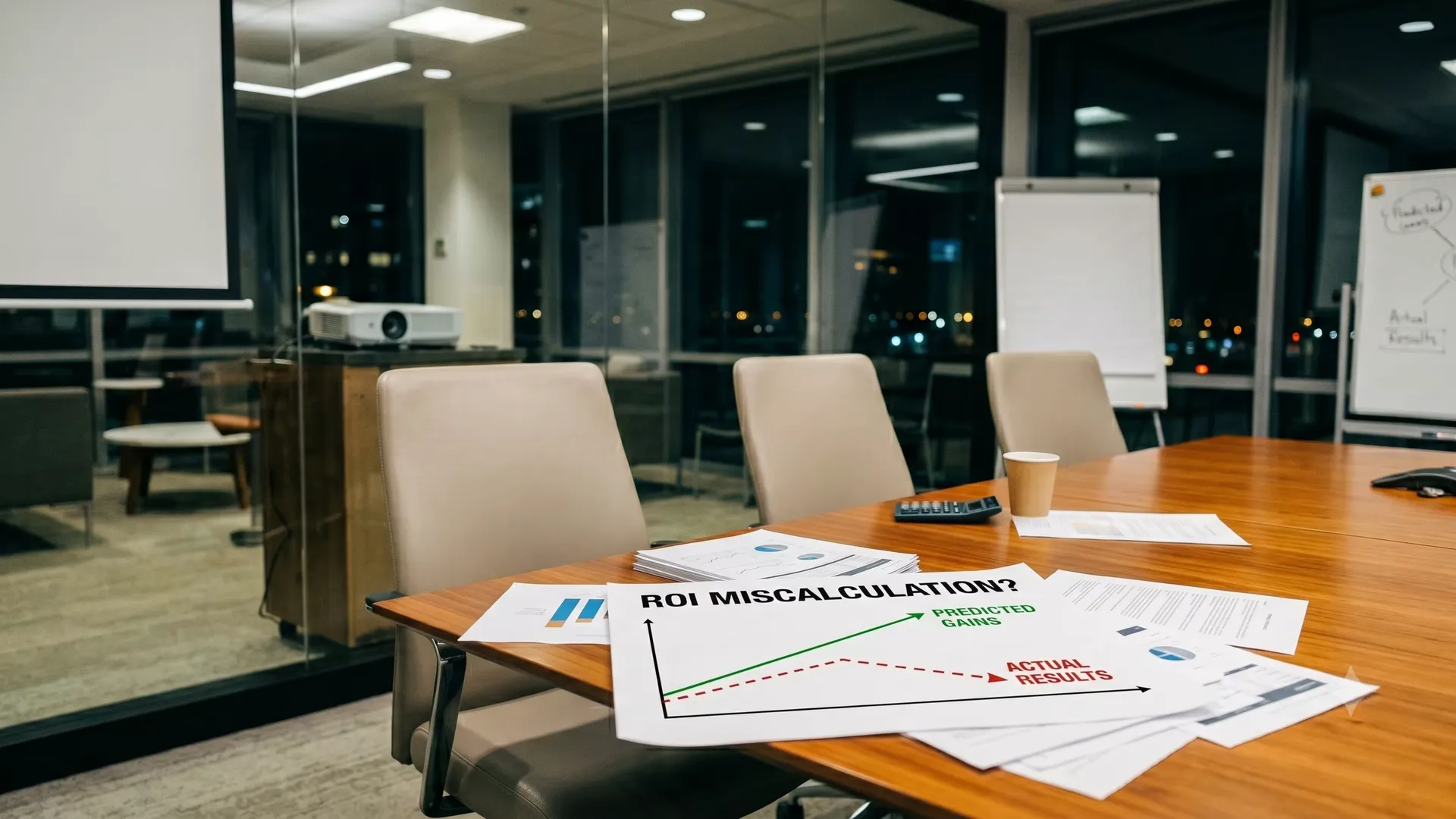 ai roi miscalculation paperwork on desk