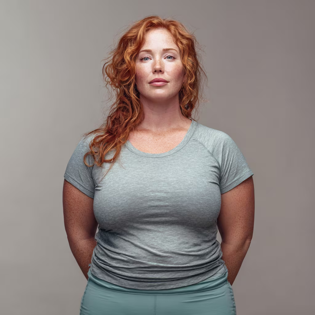 woman in perimenopause standing still