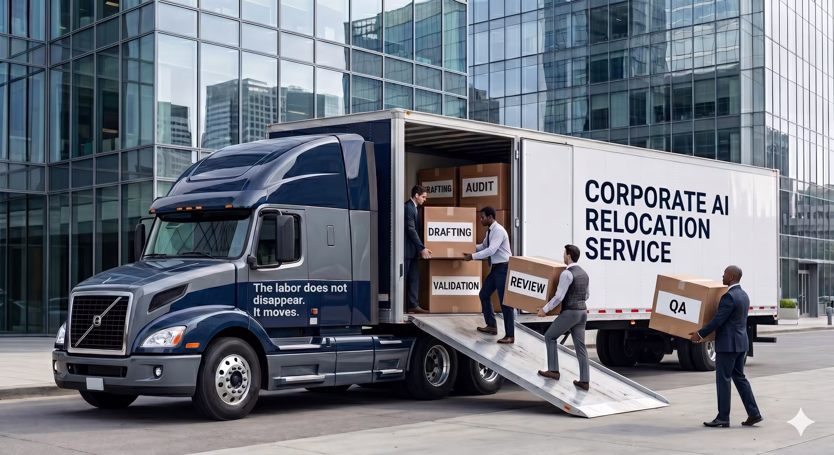 The human labor does not disappear. It moves.