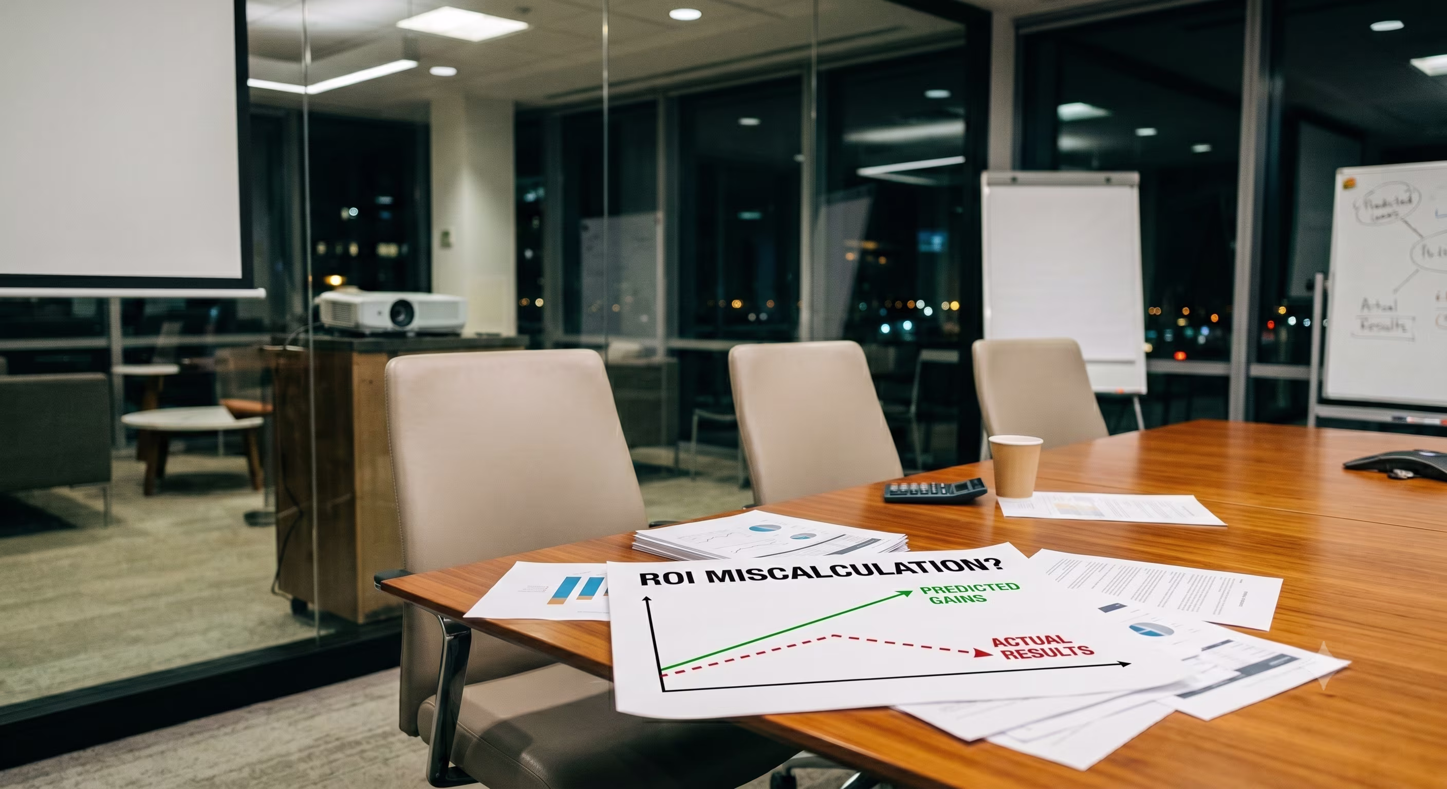 ai roi miscalculation paperwork on desk